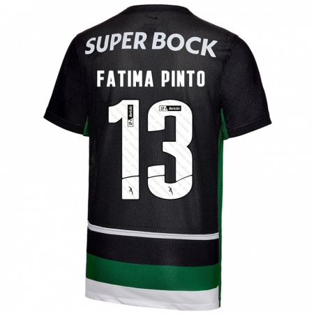 Kandiny Femme Maillot Fátima Alexandra Figueira Pinto #13 Noir Blanc Vert Tenues Domicile 2024/25 T-Shirt