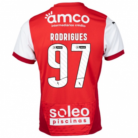 Kandiny Femme Maillot Dinis Rodrigues #97 Rouge Blanc Tenues Domicile 2024/25 T-Shirt