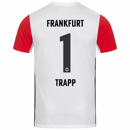 Kandiny Femme Maillot Kevin Trapp #1 Blanc Rouge Tenues Domicile 2024/25 T-Shirt