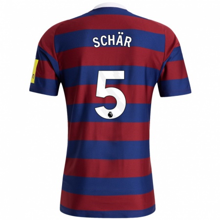 Kandiny Femme Maillot Fabian Schär #5 Bordeaux Bleu Marine Tenues Extérieur 2024/25 T-Shirt