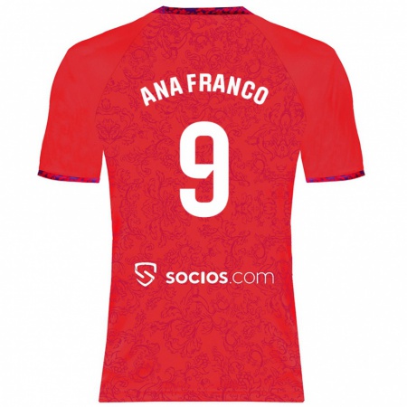 Kandiny Femme Maillot Ana Franco De La Vega #9 Rouge Tenues Extérieur 2024/25 T-Shirt