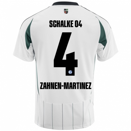 Kandiny Femme Maillot Pablo Zahnen-Martinez #4 Blanc Vert Tenues Extérieur 2024/25 T-Shirt