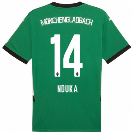 Kandiny Femme Maillot Michael Nduka #14 Vert Blanc Tenues Extérieur 2024/25 T-Shirt