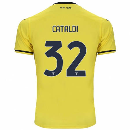 Kandiny Femme Maillot Danilo Cataldi #32 Jaune Tenues Extérieur 2024/25 T-Shirt