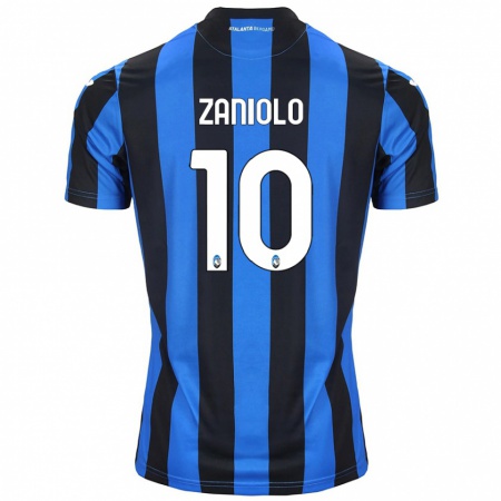 Kandiny Enfant Maillot Nicolò Zaniolo #10 Bleu Noir Tenues Domicile 2024/25 T-Shirt