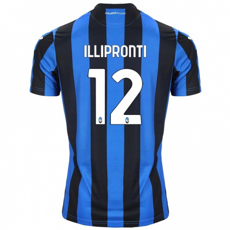 Kandiny Enfant Maillot Filippo Illipronti #12 Bleu Noir Tenues Domicile 2024/25 T-Shirt