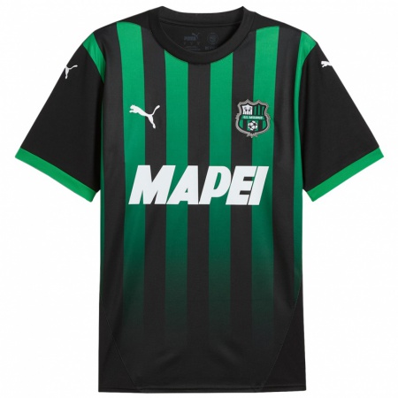 Kandiny Enfant Maillot Riccardo Mazzetti #0 Noir Vert Foncé Tenues Domicile 2024/25 T-Shirt