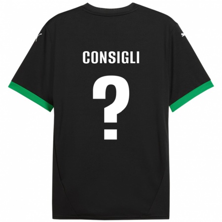 Kandiny Enfant Maillot Andrea Consigli #0 Noir Vert Foncé Tenues Domicile 2024/25 T-Shirt