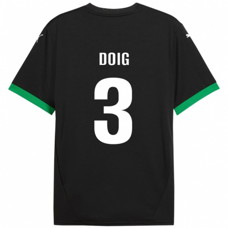 Kandiny Enfant Maillot Josh Doig #3 Noir Vert Foncé Tenues Domicile 2024/25 T-Shirt