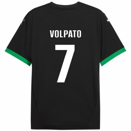 Kandiny Enfant Maillot Cristian Volpato #7 Noir Vert Foncé Tenues Domicile 2024/25 T-Shirt