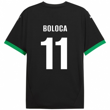 Kandiny Enfant Maillot Daniel Boloca #11 Noir Vert Foncé Tenues Domicile 2024/25 T-Shirt