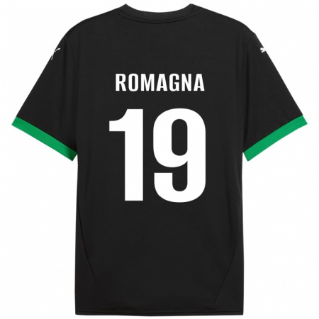 Kandiny Enfant Maillot Filippo Romagna #19 Noir Vert Foncé Tenues Domicile 2024/25 T-Shirt