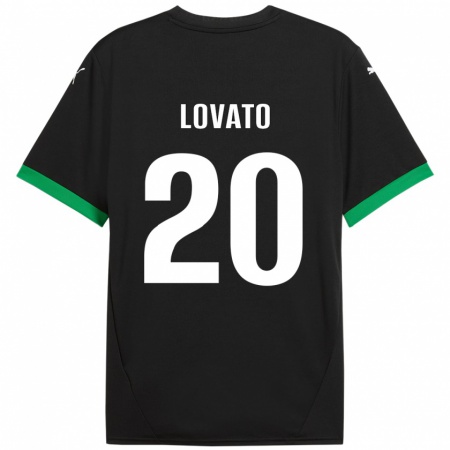 Kandiny Enfant Maillot Matteo Lovato #20 Noir Vert Foncé Tenues Domicile 2024/25 T-Shirt