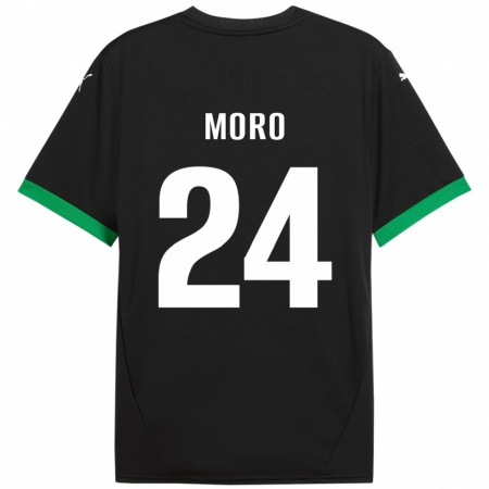 Kandiny Enfant Maillot Luca Moro #24 Noir Vert Foncé Tenues Domicile 2024/25 T-Shirt