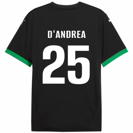 Kandiny Enfant Maillot Luca D'andrea #25 Noir Vert Foncé Tenues Domicile 2024/25 T-Shirt