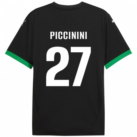 Kandiny Enfant Maillot Stefano Piccinini #27 Noir Vert Foncé Tenues Domicile 2024/25 T-Shirt