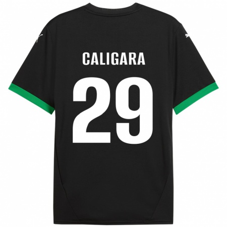 Kandiny Enfant Maillot Fabrizio Caligara #29 Noir Vert Foncé Tenues Domicile 2024/25 T-Shirt