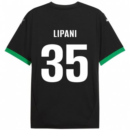 Kandiny Enfant Maillot Luca Lipani #35 Noir Vert Foncé Tenues Domicile 2024/25 T-Shirt