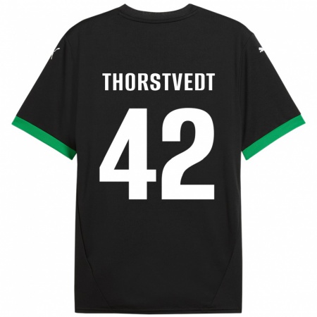 Kandiny Enfant Maillot Kristian Thorstvedt #42 Noir Vert Foncé Tenues Domicile 2024/25 T-Shirt