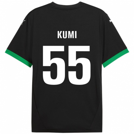 Kandiny Enfant Maillot Justin Kumi #55 Noir Vert Foncé Tenues Domicile 2024/25 T-Shirt