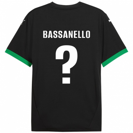 Kandiny Enfant Maillot Davide Bassanello #0 Noir Vert Foncé Tenues Domicile 2024/25 T-Shirt