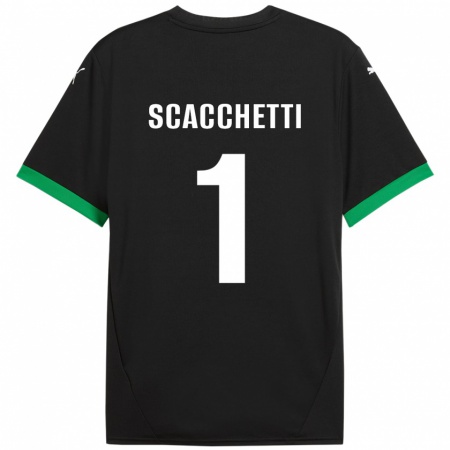 Kandiny Enfant Maillot Alessandro Scacchetti #1 Noir Vert Foncé Tenues Domicile 2024/25 T-Shirt