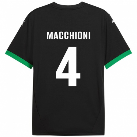 Kandiny Enfant Maillot Tommaso Macchioni #4 Noir Vert Foncé Tenues Domicile 2024/25 T-Shirt