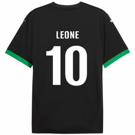 Kandiny Enfant Maillot Kevin Leone #10 Noir Vert Foncé Tenues Domicile 2024/25 T-Shirt