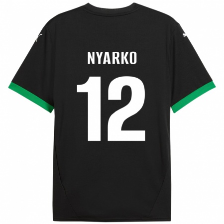 Kandiny Enfant Maillot Lorenzo Nyarko #12 Noir Vert Foncé Tenues Domicile 2024/25 T-Shirt