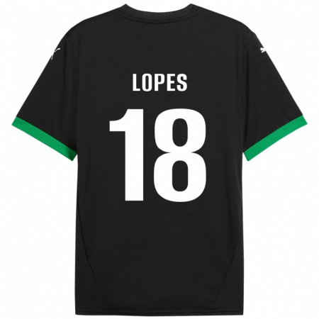 Kandiny Enfant Maillot Emerick Lopes #18 Noir Vert Foncé Tenues Domicile 2024/25 T-Shirt