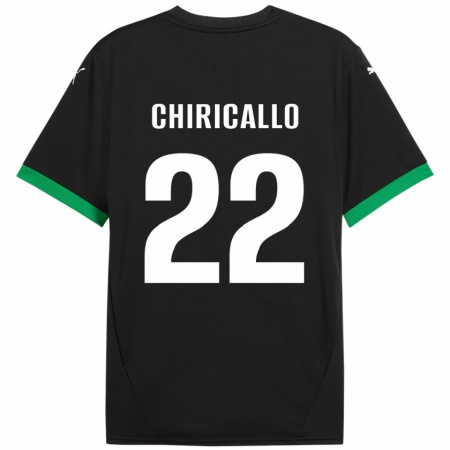 Kandiny Enfant Maillot Giovanni Chiricallo #22 Noir Vert Foncé Tenues Domicile 2024/25 T-Shirt