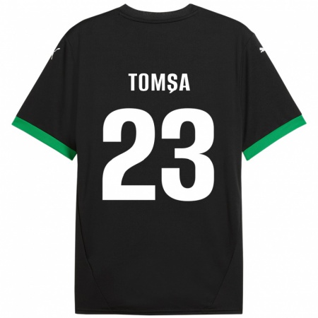 Kandiny Enfant Maillot Troy Tomșa #23 Noir Vert Foncé Tenues Domicile 2024/25 T-Shirt