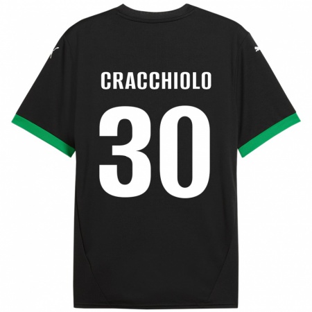 Kandiny Enfant Maillot Leonardo Cracchiolo #30 Noir Vert Foncé Tenues Domicile 2024/25 T-Shirt