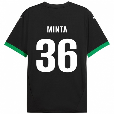 Kandiny Enfant Maillot Amoako Minta #36 Noir Vert Foncé Tenues Domicile 2024/25 T-Shirt