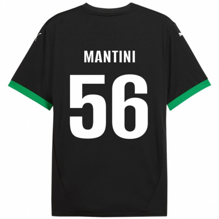 Kandiny Enfant Maillot Raffaele Mantini #56 Noir Vert Foncé Tenues Domicile 2024/25 T-Shirt