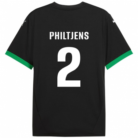 Kandiny Enfant Maillot Davina Philtjens #2 Noir Vert Foncé Tenues Domicile 2024/25 T-Shirt