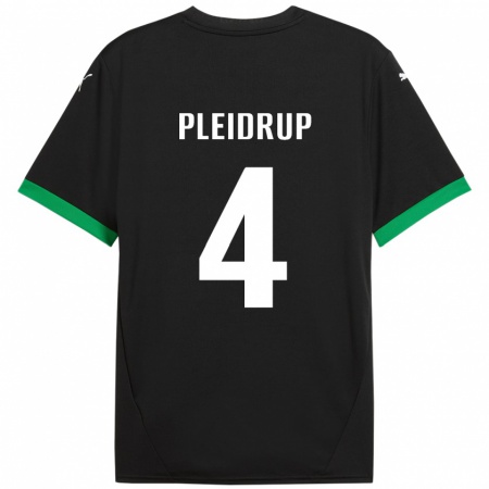 Kandiny Enfant Maillot Caroline Pleidrup #4 Noir Vert Foncé Tenues Domicile 2024/25 T-Shirt