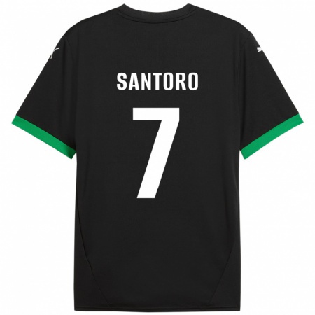 Kandiny Enfant Maillot Erika Santoro #7 Noir Vert Foncé Tenues Domicile 2024/25 T-Shirt