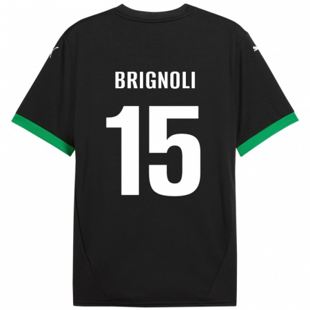 Kandiny Enfant Maillot Benedetta Brignoli #15 Noir Vert Foncé Tenues Domicile 2024/25 T-Shirt