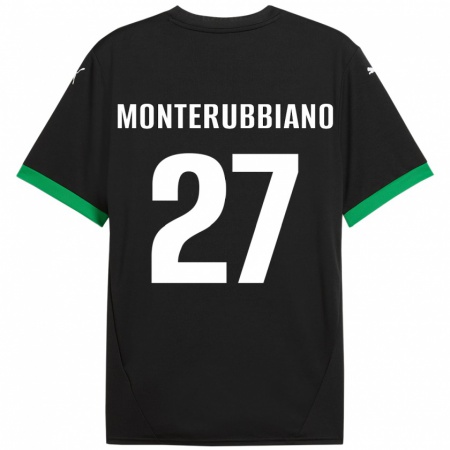 Kandiny Enfant Maillot Valeria Monterubbiano #27 Noir Vert Foncé Tenues Domicile 2024/25 T-Shirt