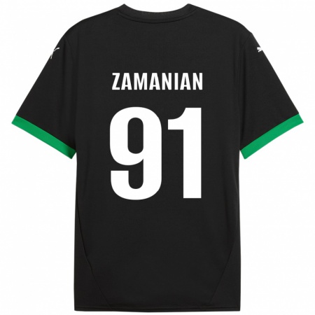 Kandiny Enfant Maillot Annahita Zamanian #91 Noir Vert Foncé Tenues Domicile 2024/25 T-Shirt