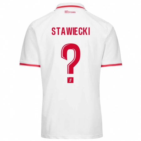 Kandiny Enfant Maillot Jules Stawiecki #0 Blanc Rouge Tenues Domicile 2024/25 T-Shirt