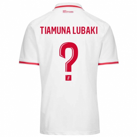 Kandiny Enfant Maillot Loïc Tiamuna Lubaki #0 Blanc Rouge Tenues Domicile 2024/25 T-Shirt