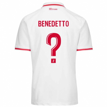 Kandiny Enfant Maillot Antéo Benedetto #0 Blanc Rouge Tenues Domicile 2024/25 T-Shirt