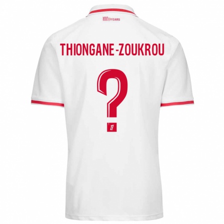 Kandiny Enfant Maillot Ackah-Tidiane Thiongane-Zoukrou #0 Blanc Rouge Tenues Domicile 2024/25 T-Shirt