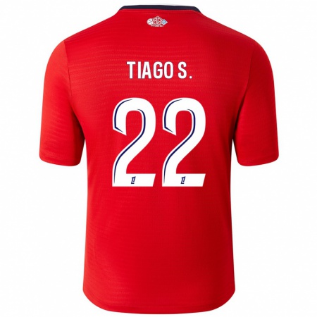 Kandiny Enfant Maillot Tiago Santos #22 Rouge Blanc Tenues Domicile 2024/25 T-Shirt