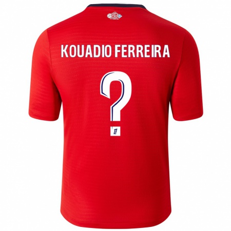 Kandiny Enfant Maillot Wilfrid Kouadio Ferreira #0 Rouge Blanc Tenues Domicile 2024/25 T-Shirt