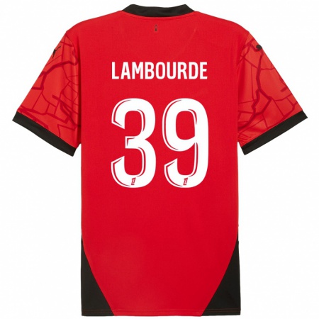 Kandiny Enfant Maillot Mathis Lambourde #39 Rouge Noir Tenues Domicile 2024/25 T-Shirt