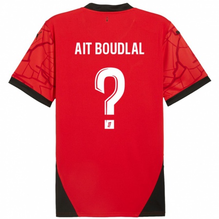 Kandiny Enfant Maillot Abdelhamid Ait Boudlal #0 Rouge Noir Tenues Domicile 2024/25 T-Shirt