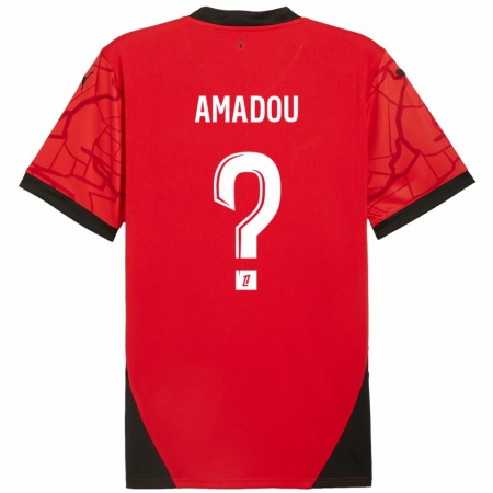 Kandiny Enfant Maillot Amadou Diallo #0 Rouge Noir Tenues Domicile 2024/25 T-Shirt